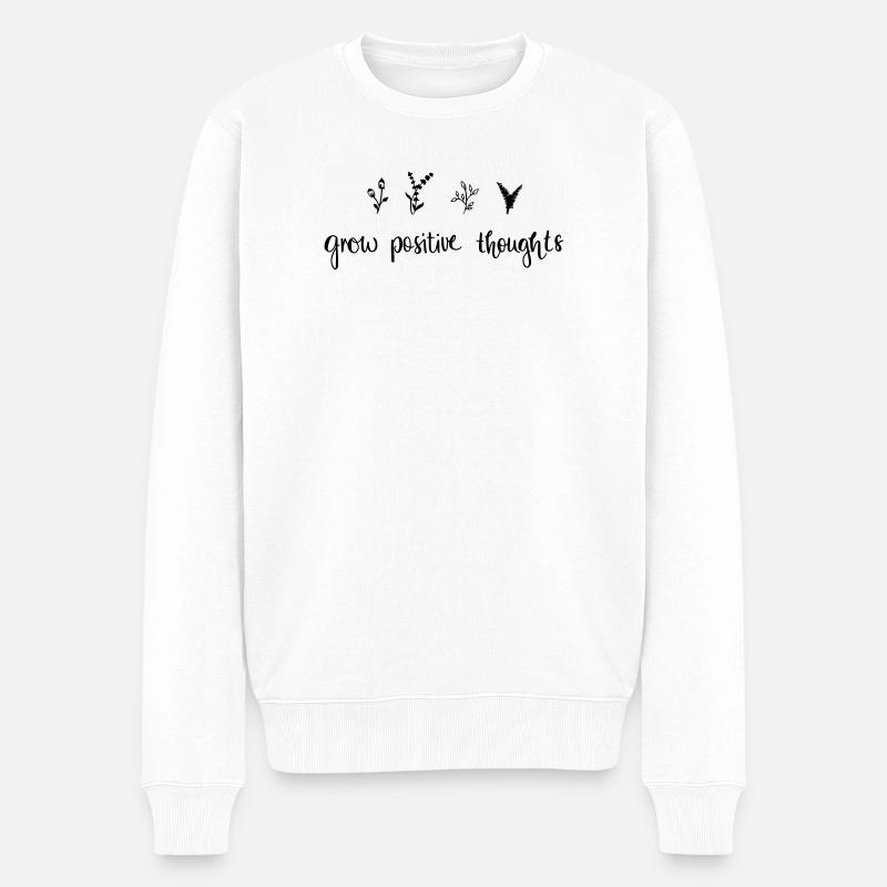 grow positiv thoughts - Natur - Männer Premium Bio Pullover - Weiß
