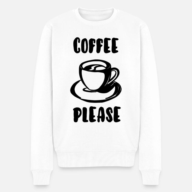 Coffee please - Pull Premium bio Homme - blanc