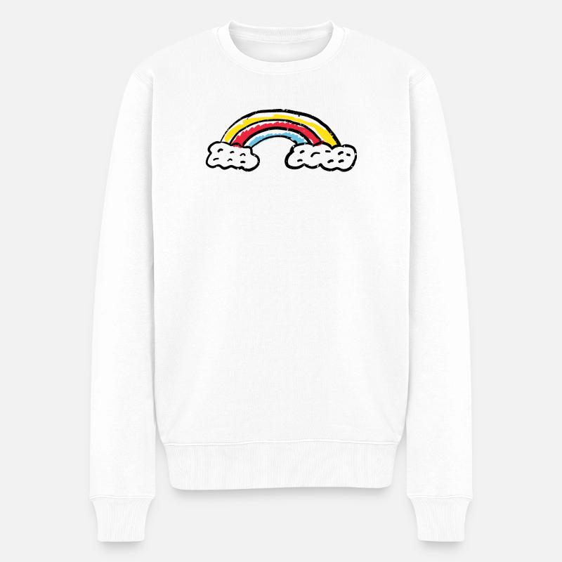 Coups d’arc de pinceau arc-en-ciel - Pull Premium bio Homme - blanc