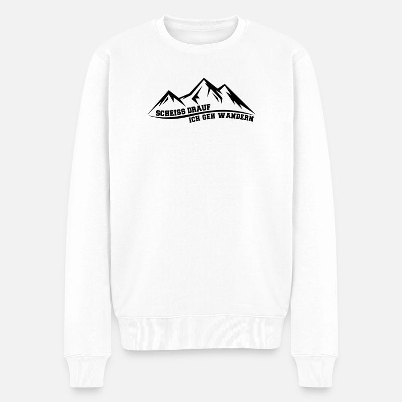 Scheiss drauf ich geh wandern lustiger Spruch - Männer Premium Bio Pullover - Weiß