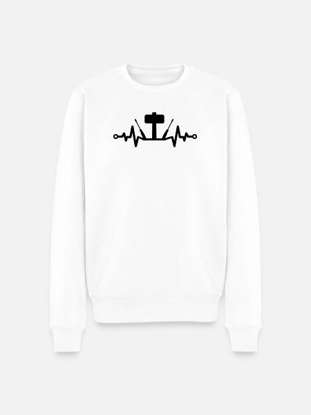 Tool Heartbeat – Hammer and Screwdriver - Men's Premium Organic Jumper - white