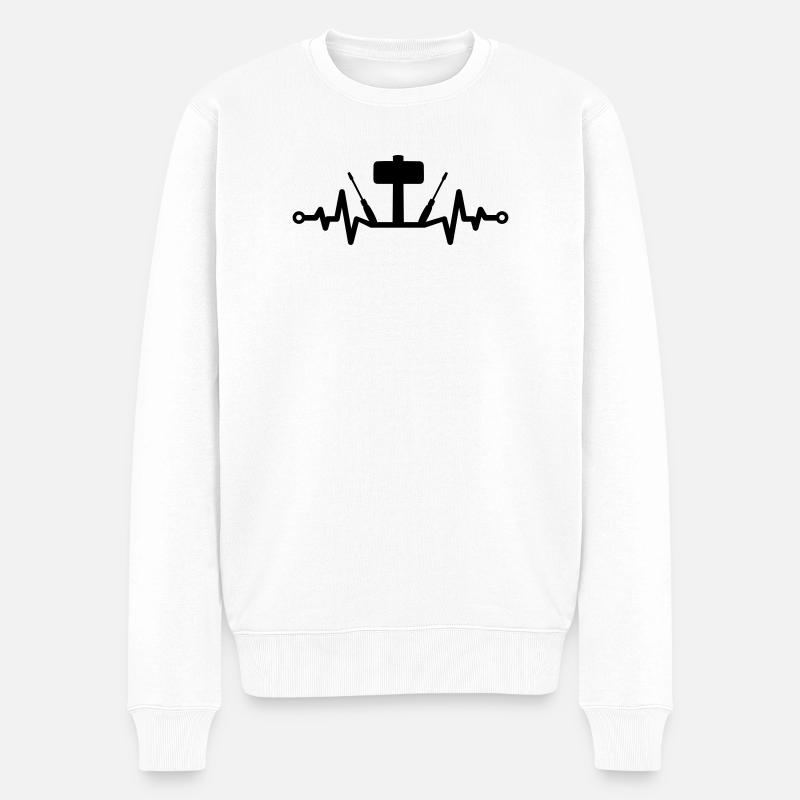 Outil Heartbeat – Marteau et tournevis - Pull Premium bio Homme - blanc