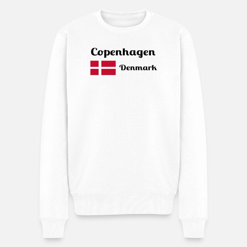 Copenhague, Danemark - Imprimés élégants - Pull Premium bio Homme - blanc