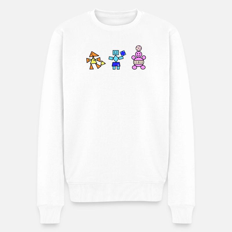 Robots Géométriques Joueurs et Ours - Pull Premium bio Homme - blanc
