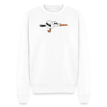 Happy Stork – Die Geburt steht bevor - Männer Premium Bio Pullover - Weiß - Vorne - Thijin (182cm)