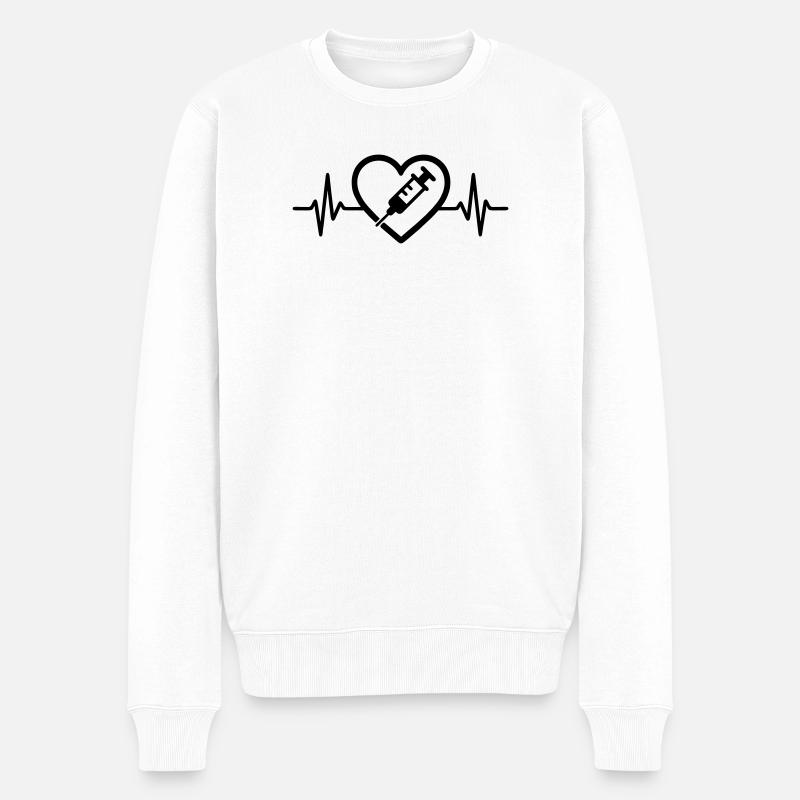 Herz + Krankenpfleger / Krankenschwester – Super  - Männer Premium Bio Pullover - Weiß