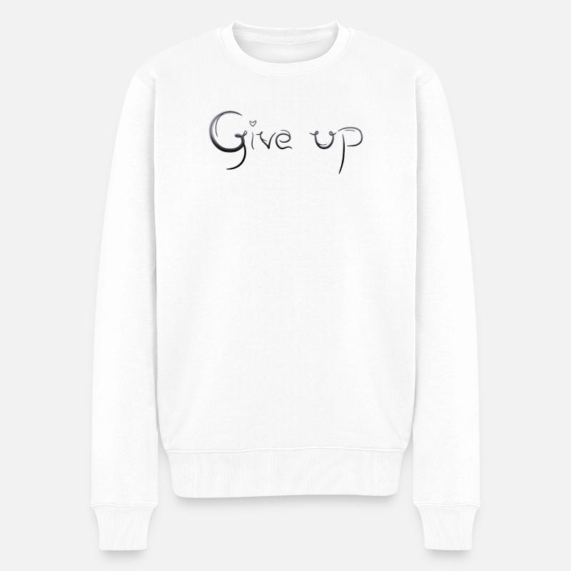 Give Up Herz Schriftzug - Männer Premium Bio Pullover - Weiß