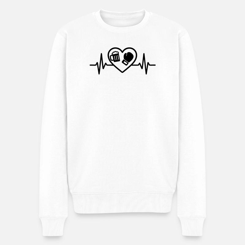 Herz Boxen Bier - Männer Premium Bio Pullover - Weiß