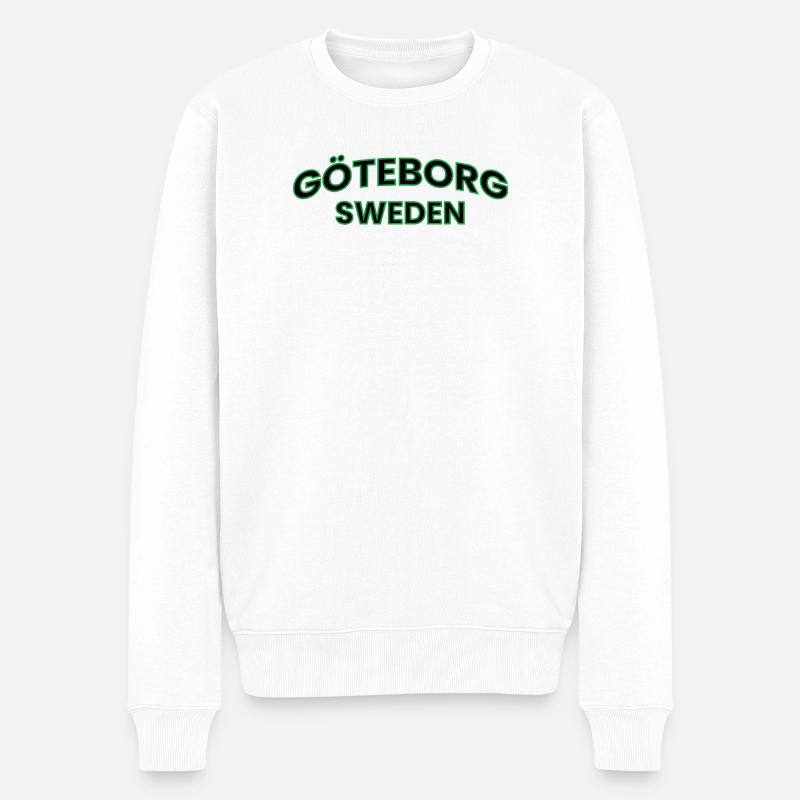 Göteborg in grüner Silhouette - Männer Premium Bio Pullover - Weiß