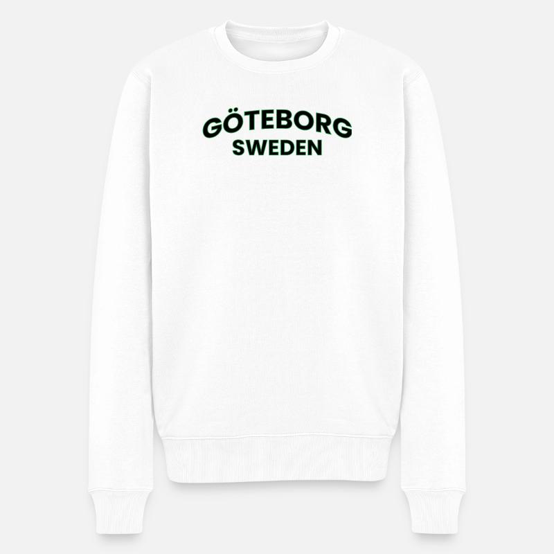 Gothenburger Neongrün-Textdesign - Männer Premium Bio Pullover - Weiß