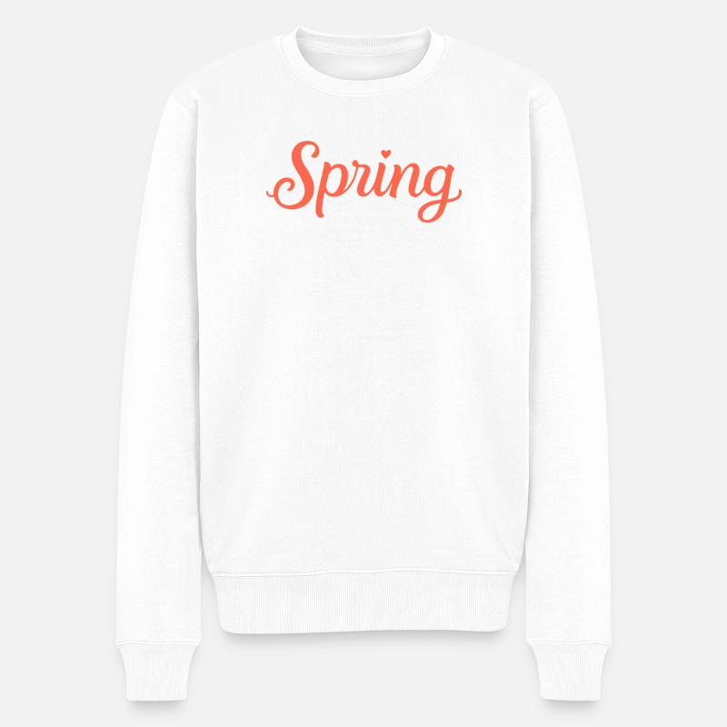 Lettrage printanier dans un style ludique - Pull Premium bio Homme - blanc
