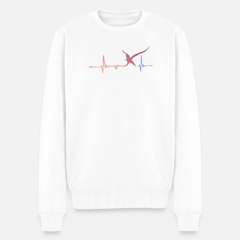 Herzschlag trifft Vogelflug - Männer Premium Bio Pullover - Weiß