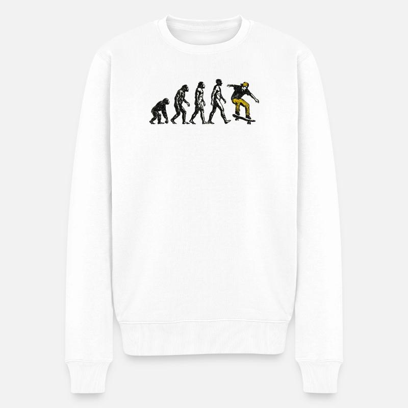 Evolution Skateboarder – Grunge Skate Design - Männer Premium Bio Pullover - Weiß