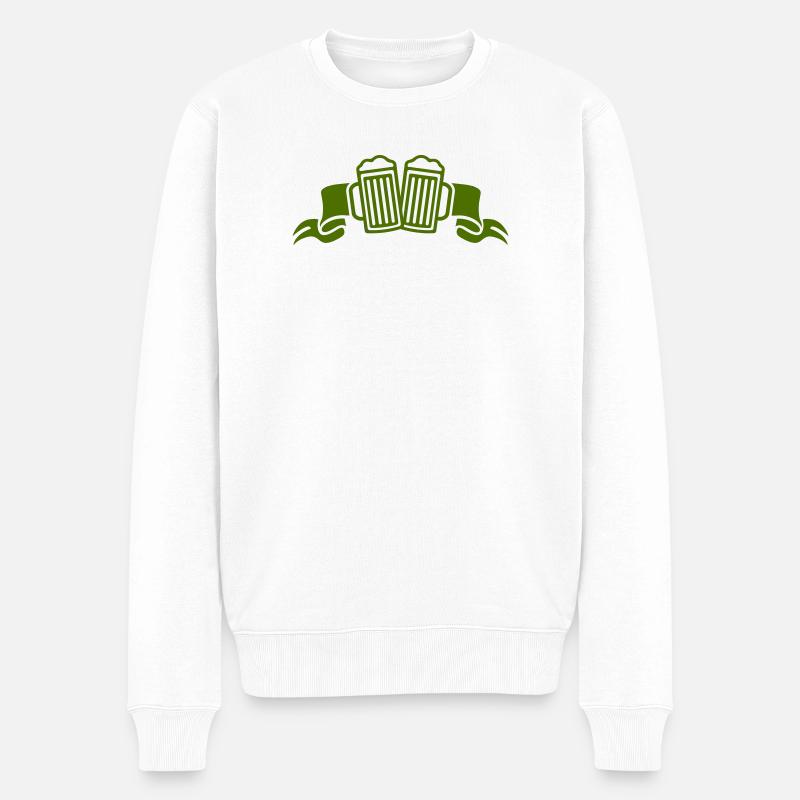 Zwei Biergläser Stoß - Männer Premium Bio Pullover - Weiß