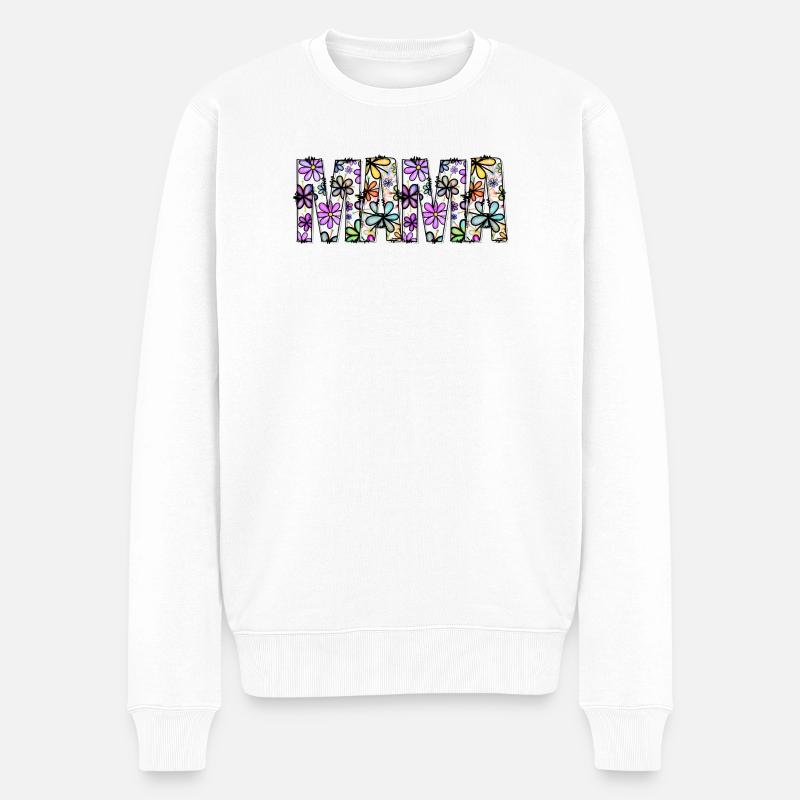 Motif floral de mots arc-en-ciel - Pull Premium bio Homme - blanc