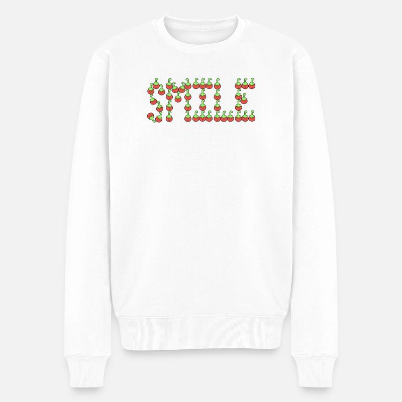 Tomatenlächeln - Männer Premium Bio Pullover - Weiß