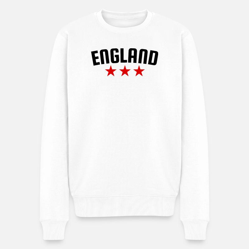 England 3 Sterne Design - Männer Premium Bio Pullover - Weiß