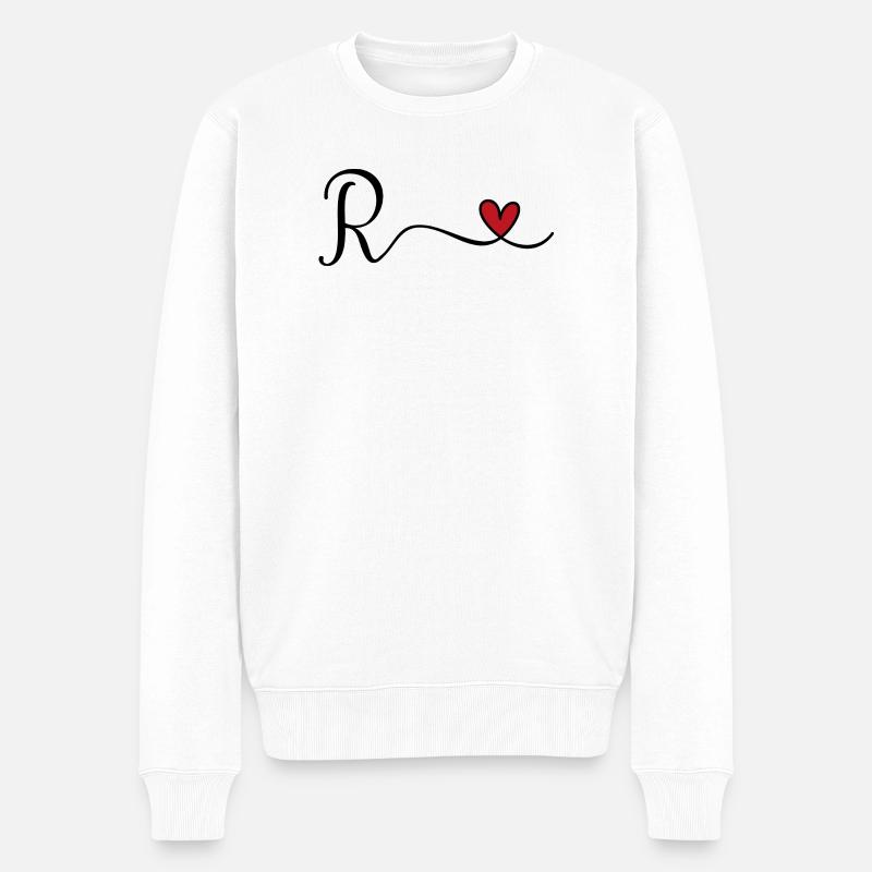 Buchstabe R Monogramm - Männer Premium Bio Pullover - Weiß