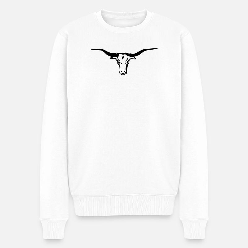 texas longhorn - Männer Premium Bio Pullover - Weiß