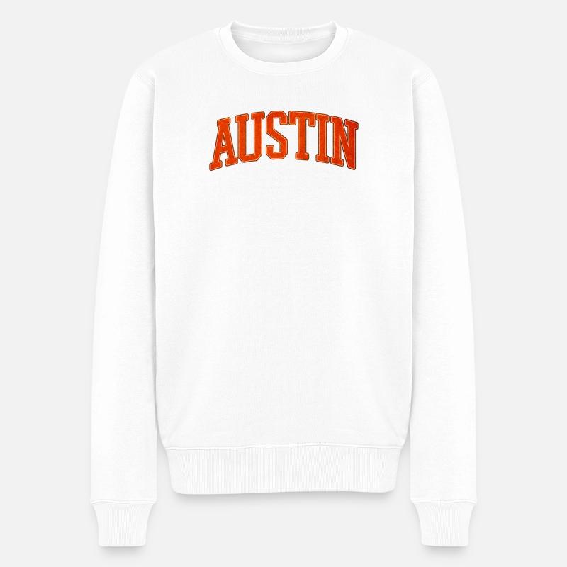 Lettrage universitaire d’Austin - Pull Premium bio Homme - blanc