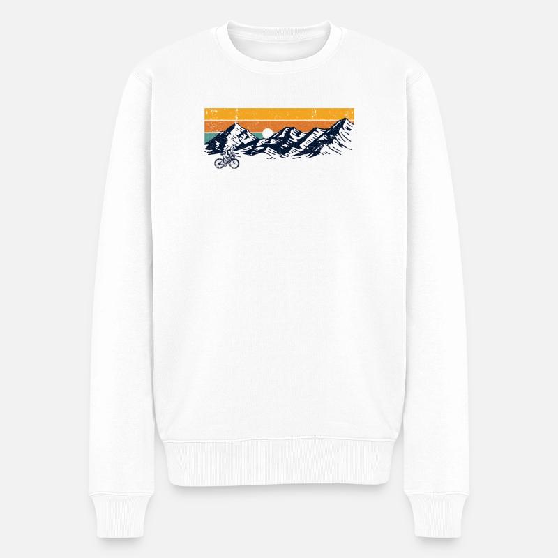Sunset Ridge Mountainbiking - Männer Premium Bio Pullover - Weiß