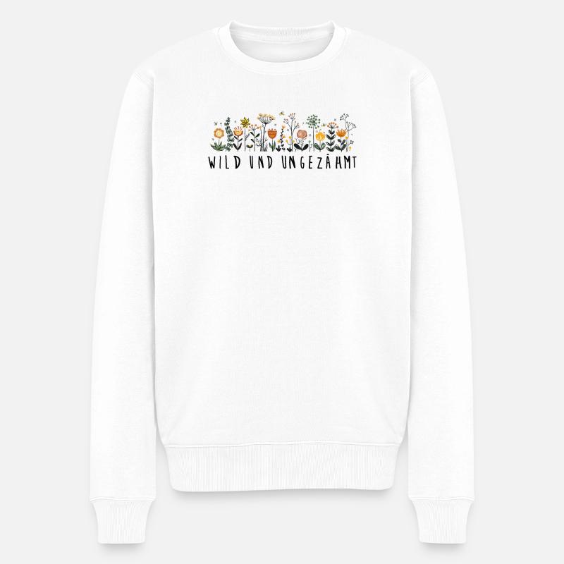 wild und ungezähmt Blume Natur wiesenblume - Männer Premium Bio Pullover - Weiß