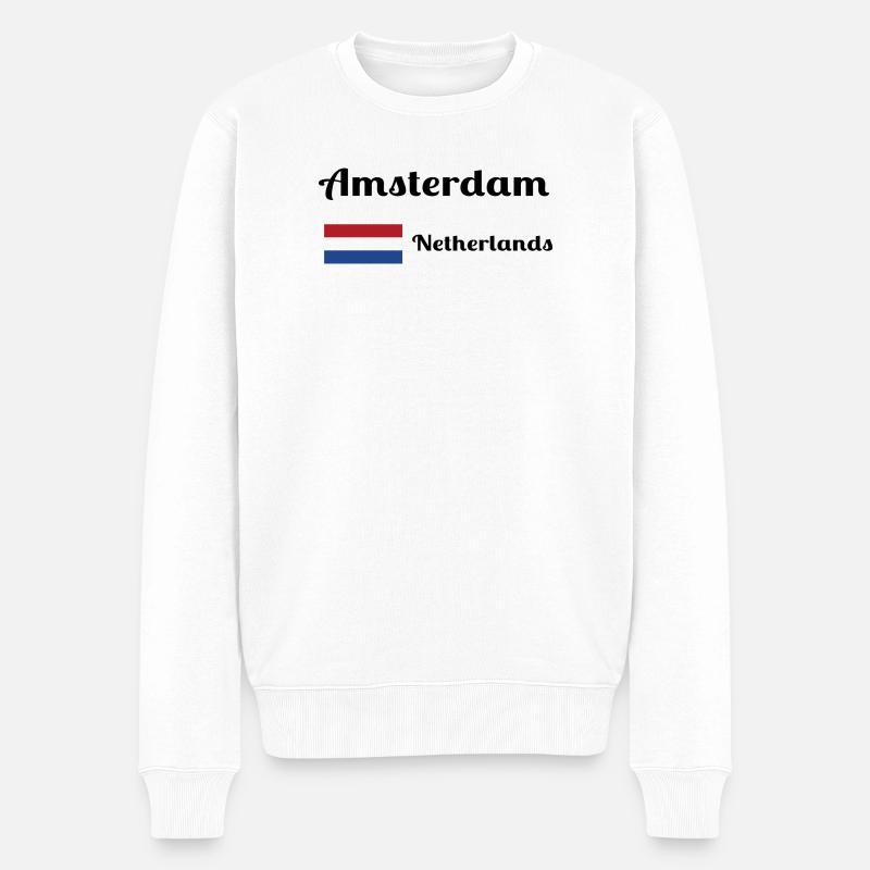 Amsterdam, Pays-Bas - Imprimés élégants - Pull Premium bio Homme - blanc