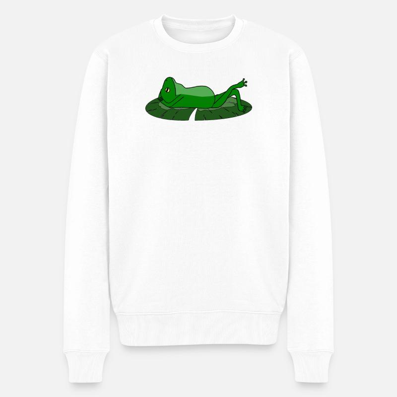Frosch Kröte Chillkröte - Männer Premium Bio Pullover - Weiß