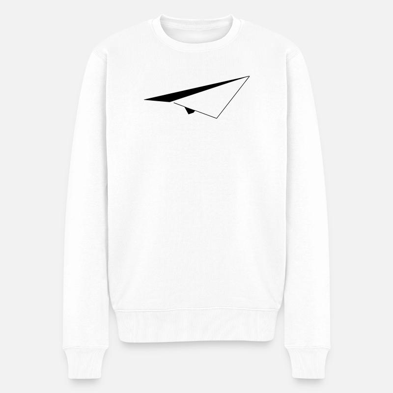 Minimalistisches Papierflugzeug - Männer Premium Bio Pullover - Weiß