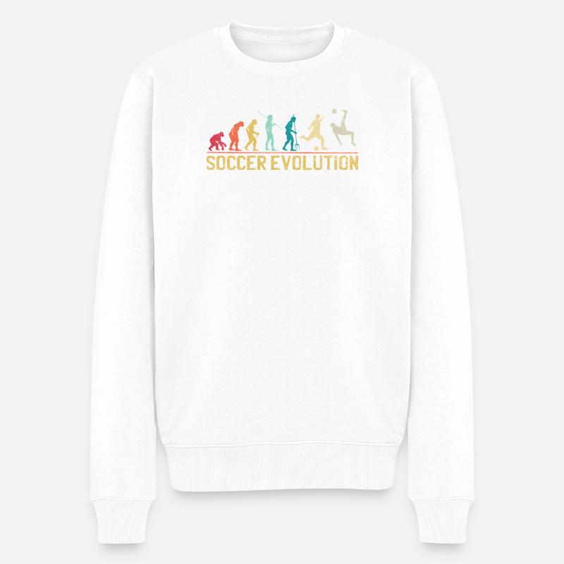 Soccer Evolution Progression Design - Männer Premium Bio Pullover - Weiß