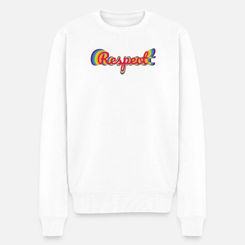 Respekt im Regenbogen-Design - Männer Premium Bio Pullover - Weiß
