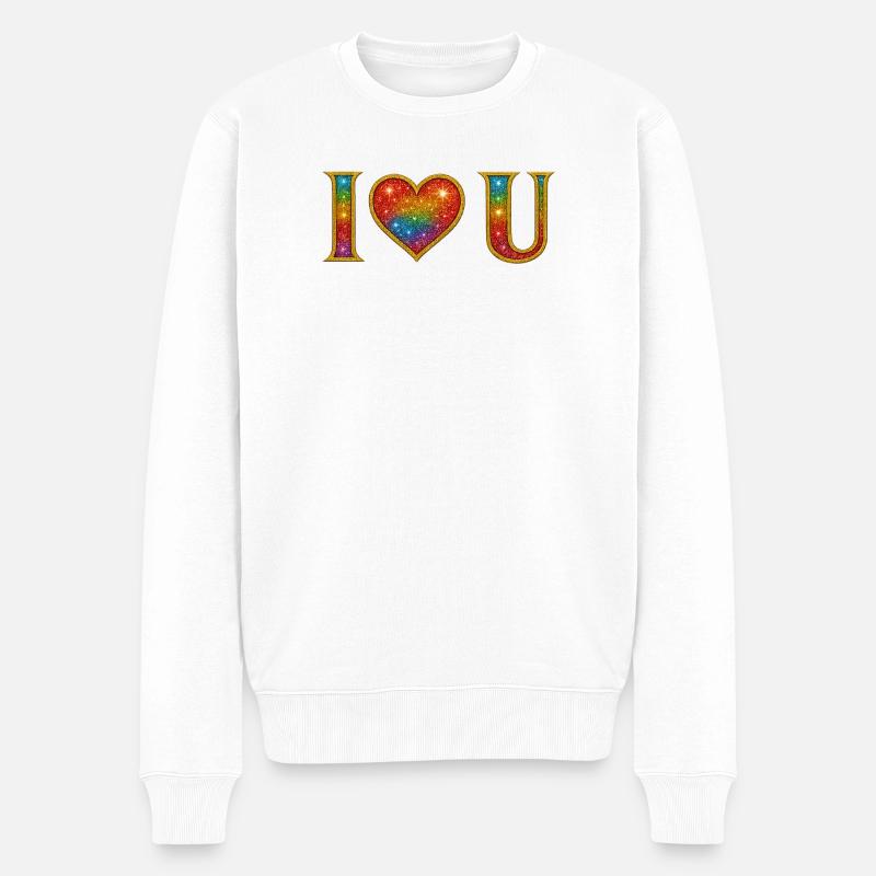 I ♡ U - I LOVE YOU  - Männer Premium Bio Pullover - Weiß