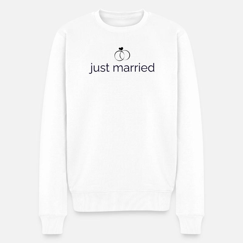 Frisch verheiratet - Trauringe - Männer Premium Bio Pullover - Weiß