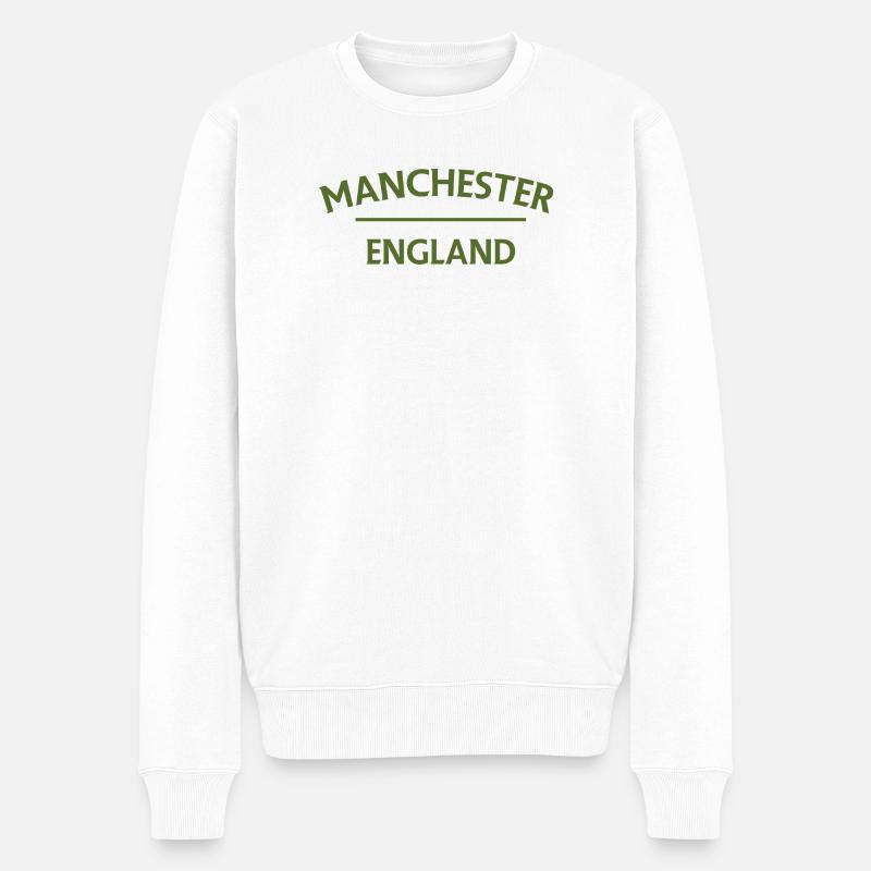 Manchester – England Lyric Design - Männer Premium Bio Pullover - Weiß