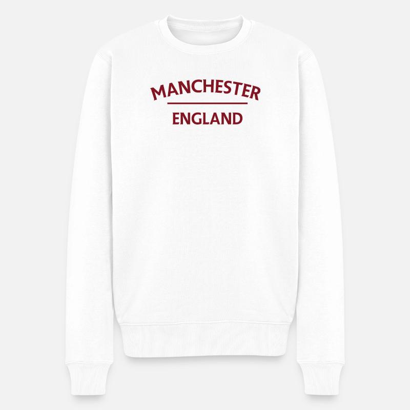 Manchester – England Lyric Design - Männer Premium Bio Pullover - Weiß