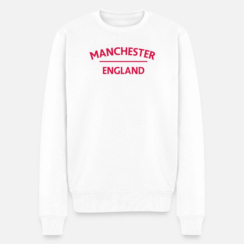 Manchester – England Lyric Design - Männer Premium Bio Pullover - Weiß