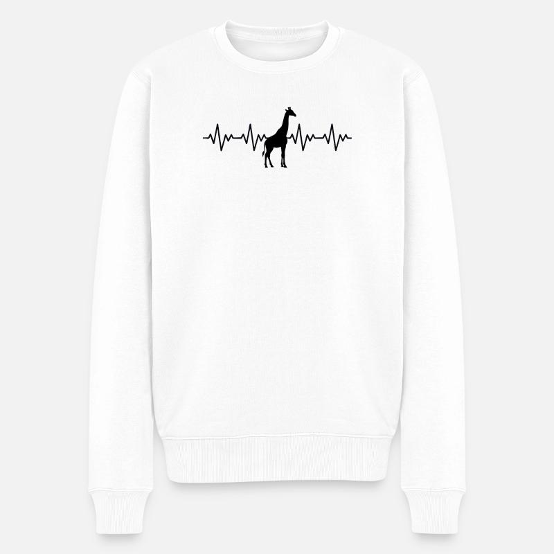 Giraffe ECG Heartbeat - Pull Premium bio Homme - blanc