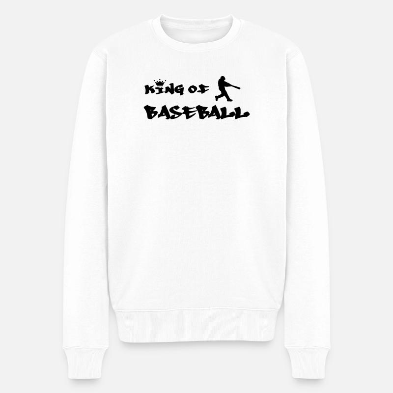 Der König des Baseballs - Männer Premium Bio Pullover - Weiß