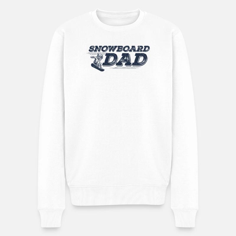 Papa snowboard, Papa snowboardeur, Papa, snowboard - Pull Premium bio Homme - blanc