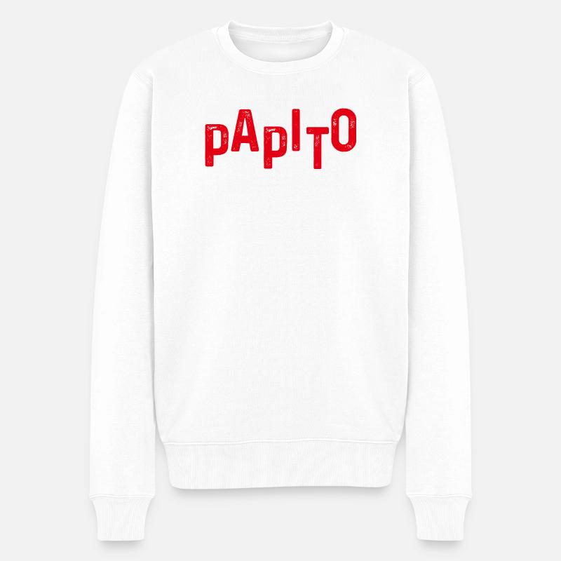 Papito verzweifelte rote Buchstaben - Männer Premium Bio Pullover - Weiß