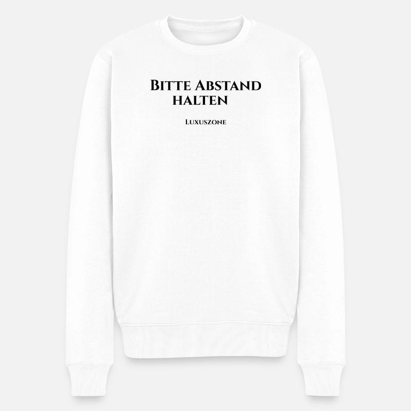 Bitte Abstand halten, Luxuszone - Männer Premium Bio Pullover - Weiß