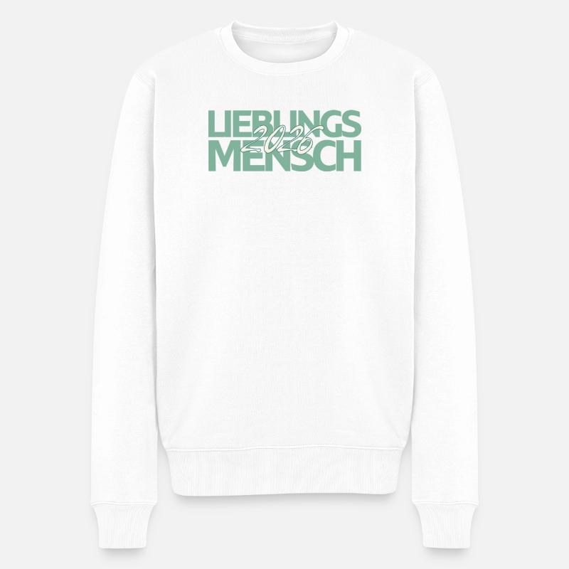Lieblingsmensch 2026 Mint Script - Männer Premium Bio Pullover - Weiß