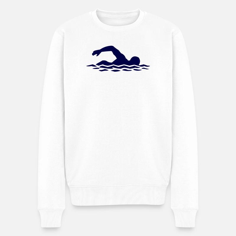 Silhouette de nageurs dans l’eau - Pull Premium bio Homme - blanc