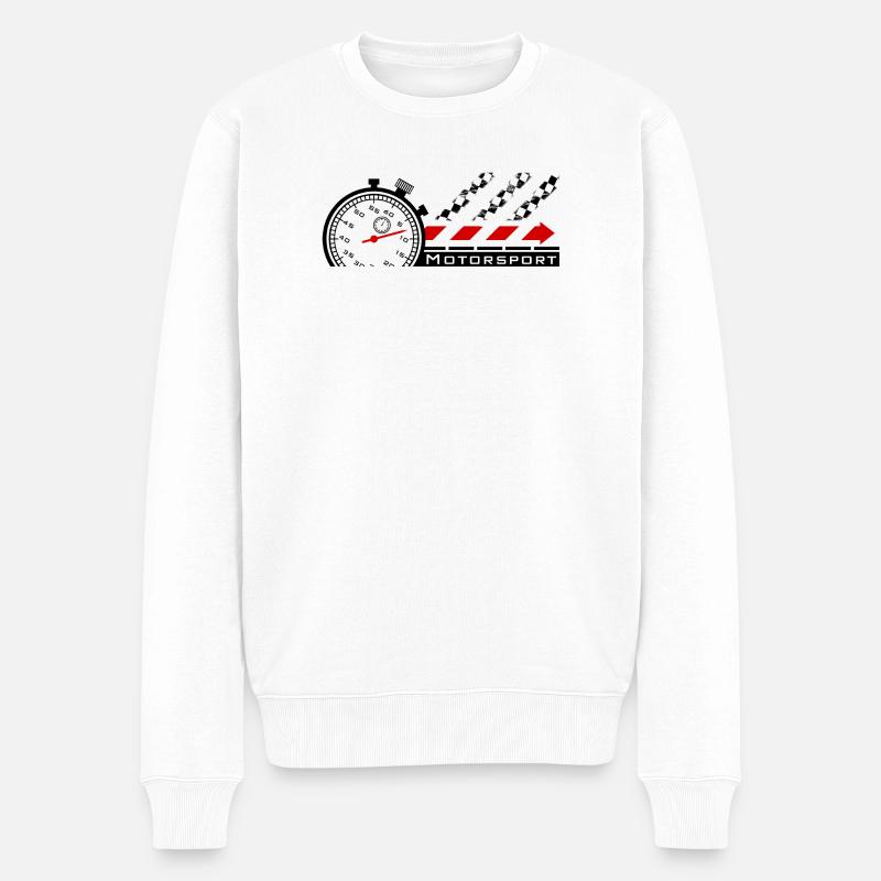 Motorsport Stoppuhr - Männer Premium Bio Pullover - Weiß