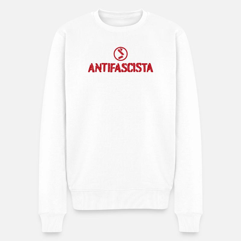 Antifaschistisch - Männer Premium Bio Pullover - Weiß