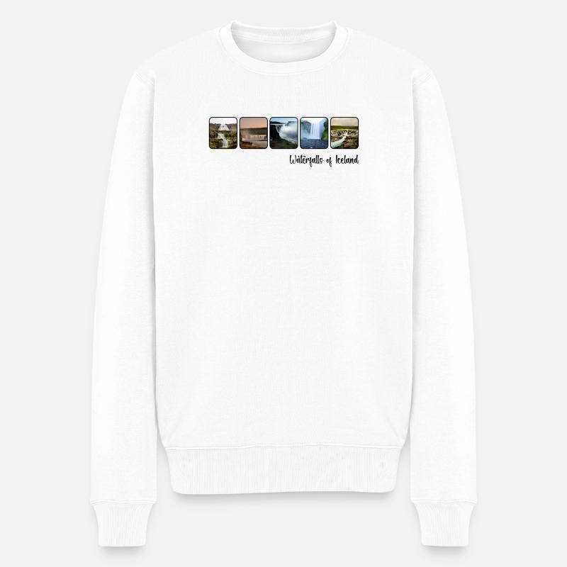 Waterfalls of Iceland - Männer Premium Bio Pullover - Weiß