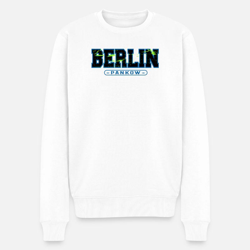 Berlin Pankow Neon-Graffiti - Männer Premium Bio Pullover - Weiß
