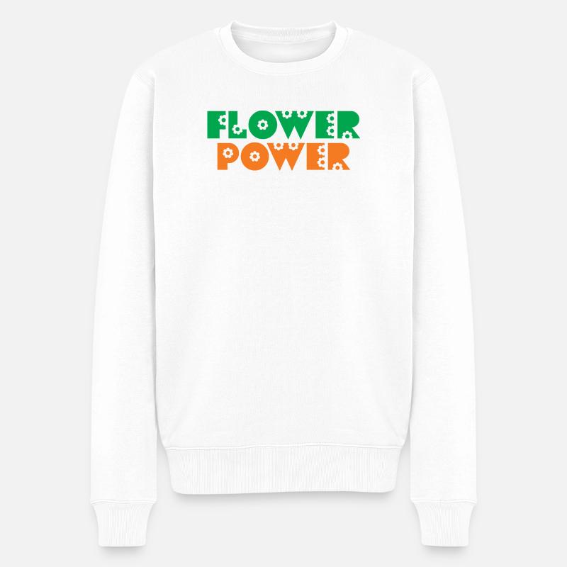 Blumenkind Hippie - Männer Premium Bio Pullover - Weiß