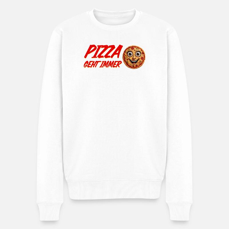 Pizza, Ich Liebe Pizza - Männer Premium Bio Pullover - Weiß