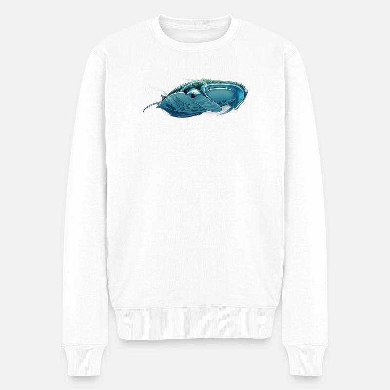 Majestätischer Mantarochen II : Anmut unter Wasser - Männer Premium Bio Pullover - Weiß